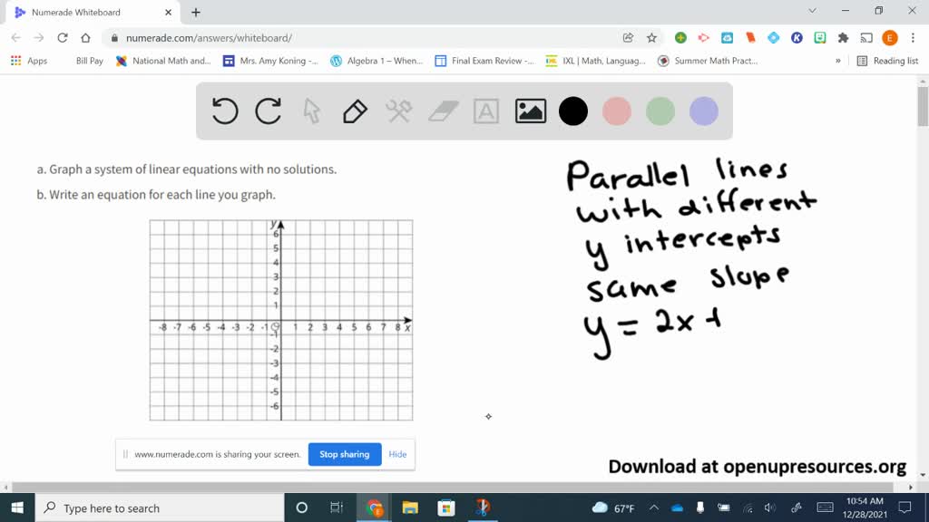 SOLVED:a. Graph a system of linear equations with no solutions. b ...