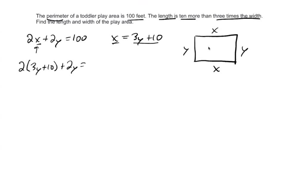 SOLVED The Perimeter Of A Toddler Play Area Is 100 Feet The Length Is 