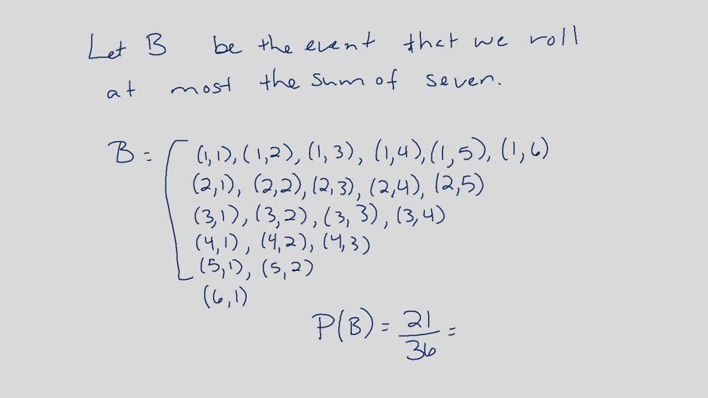 Roll Two Fair Dice Separately. Each Die Has Six Faces. A. List The ...