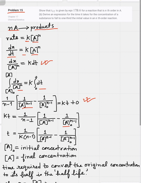 show-that-t_1-2-is-given-by-eqn-17-mathrmb-6-for-a-reaction-that-is-n-th-order-in-a-b-derive-an-expr