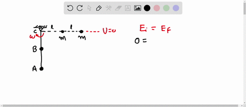 a-weightless-rod-of-length-2-l-carries-two-equal-masses-m-one-tied-at-lower-end-a-and-the-other-at-t