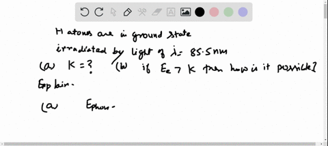 a-sample-of-hydrogen-atoms-is-irradiated-with-light-with-wavelength-855-nm-and-electrons-are-observe