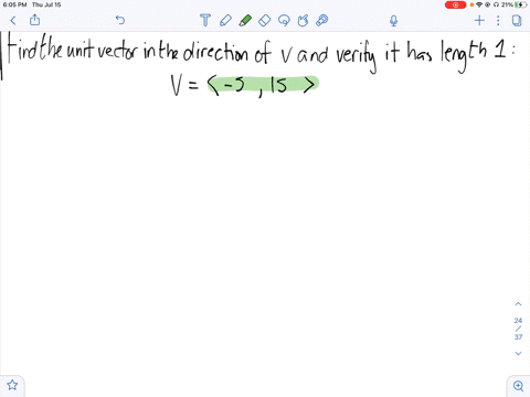 find-the-unit-vector-in-the-direction-of-v-and-verify-that-it-has-length-1-mathbfvlangle-515rangle