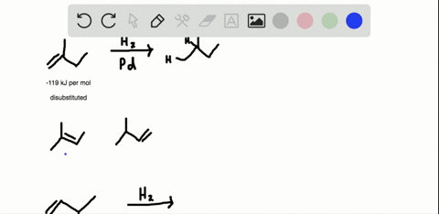 heats-of-hydrogenation-of-three-alkenes-are-as-follows-2-methyl-1-butene-left-119-mathrmkj-mathrmmol