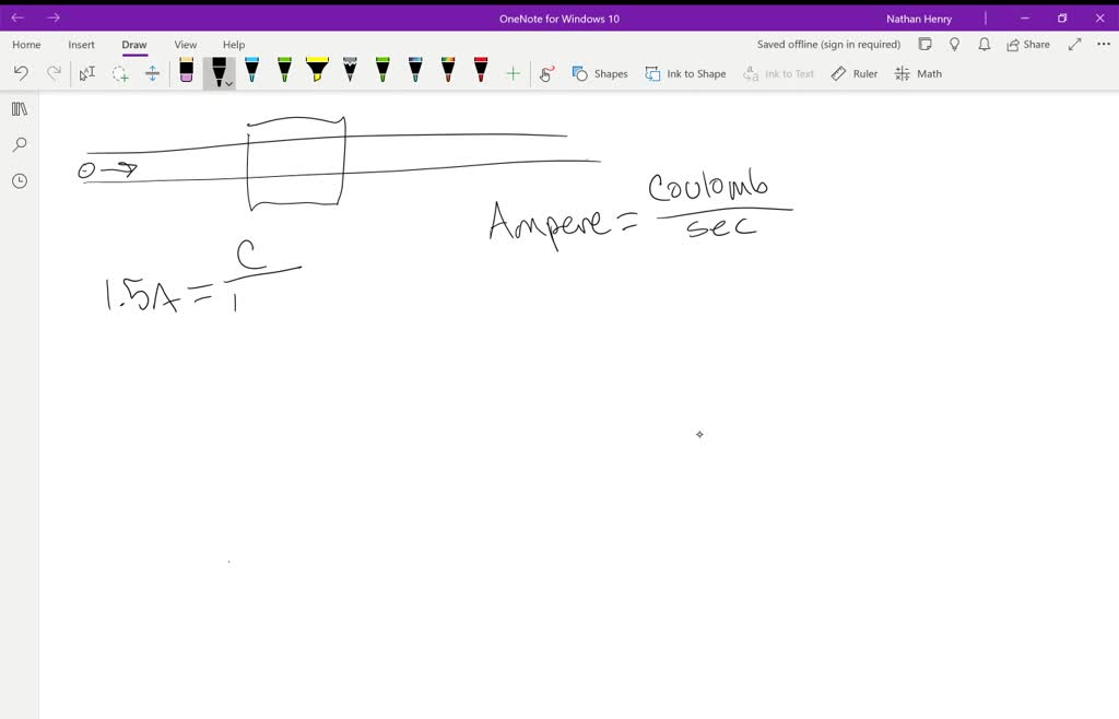 SOLVED:The current in a conductor is 1.5 A. How many coulombs of charge ...