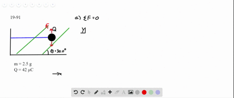 an-object-of-mass-m25-mathrmg-and-charge-q42-mu-mathrmc-is-attached-to-a-string-and-placed-in-a-unif