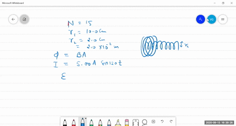 a-coil-of-15-turns-and-radius-100-mathrmcm-surrounds-a-long-solenoid-of-radius-200-mathrmcm-and-10-3