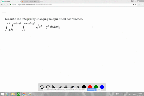 evaluate-the-integral-by-changing-to-cylindrical-coordinates-displaystyle-int_-33-int_0sqrt9-x2-int_