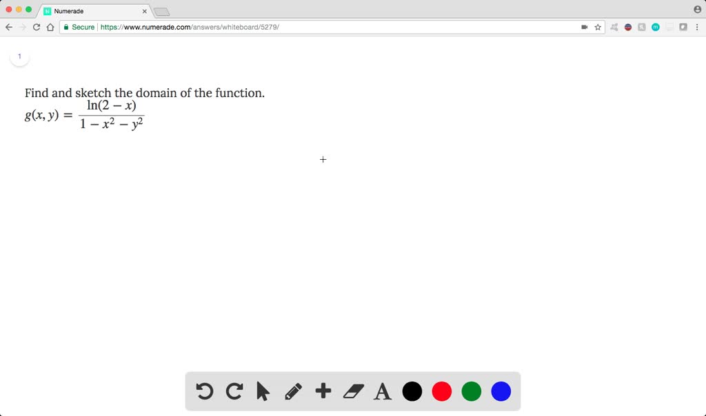 SOLVED:Find and sketch the domain of the function. g(x, y)=(ln(2-x))/(1 ...