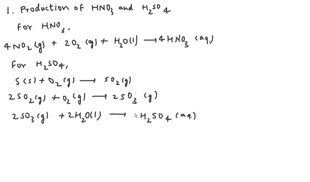 Solved:write Reactions To Show How The Nitric And Sulfuric Acids In 