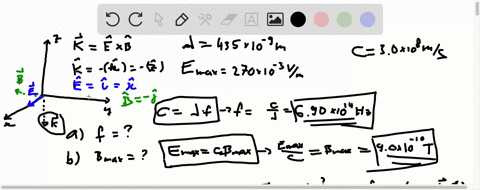 an-electromagnetic-wave-of-wavelength-435-mathrmnm-is-traveling-in-vacuum-in-the-z-direction-the-ele