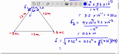ii-three-charged-particles-are-placed-at-the-corners-of-an-equilateral-triangle-of-side-120mathrm-m-