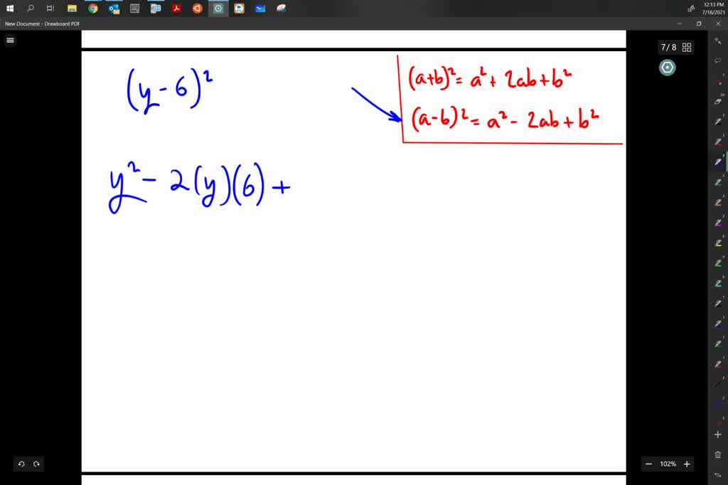 Square Each Binomial Using The Binomial Squares Pattern Y 6 2 Numerade Square Each Binomial Using The Binomial Squares Pattern Y 6 2 Numerade