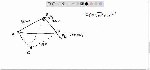 at-a-certain-instant-vertex-b-of-the-right-triangular-plate-has-a-velocity-of-200-mathrmmm-mathrms-i