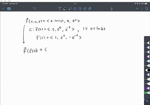 find-the-work-done-by-the-given-vector-field-mathbff-along-the-specified-curve-c-mathbffx-y-zx-ln--2