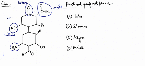 which-functional-group-is-not-present-in-the-above-compound-a-ester-b-2circ-amine-c-alkyne-d-amide-2