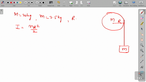 a-cord-is-wound-over-the-rim-of-a-flywheel-of-mass-20-mathrmkg-and-radius-25-mathrmcm-a-mass-25-math