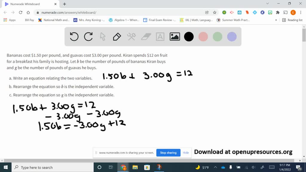 SOLVED Bananas cost 1.50 per pound, and guavas cost 3.00 per pound