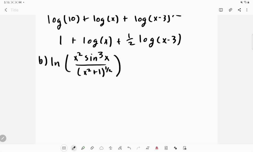 Solvedexpand The Logarithm In Terms Of Sums Differences And