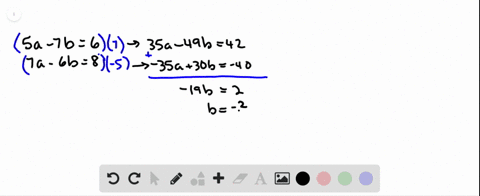 solve-the-system-by-either-the-substitution-or-the-elimination-method-leftbeginarrayl-5-a-7-b6-7-a-6