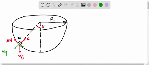 a-particle-is-placed-at-rest-inside-a-hollow-hemisphere-of-radius-r-the-coefficient-of-friction-betw
