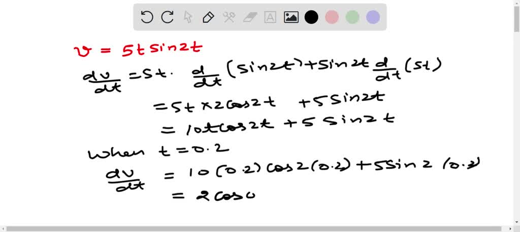 . Determine the rate of change of voltage, given v=5 t sin2 t volts ...