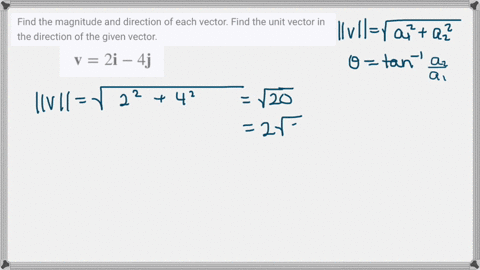 SOLVED:Find the magnitude and direction of each vector. Find the unit ...