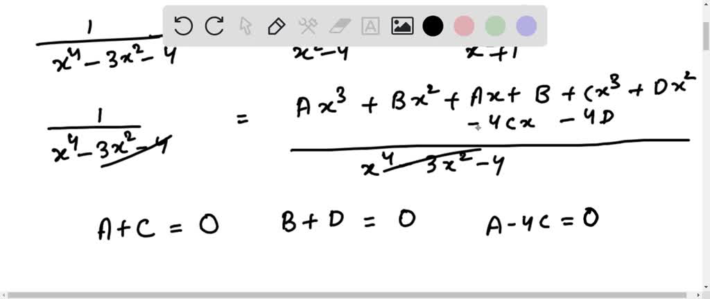 SOLVED Resolve 1 x 4 3 X 2 4 Into Partial Fractions 1 1 5 x 2 