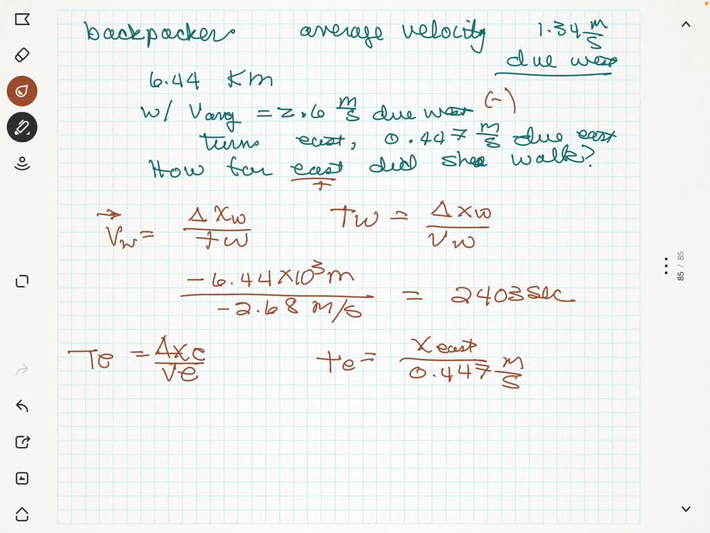 In reaching her destination, a backpacker walks with an average