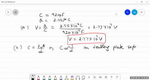 2424-a-parallel-plate-air-capacitor-has-a-capacitance-of-920-mathrmpf-the-charge-on-each-plate-is-25
