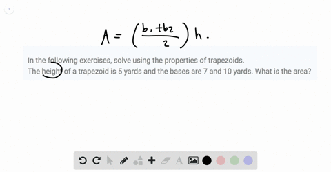 in-the-following-exercises-solve-using-the-properties-of-trapezoids-the-height-of-a-trapezoid-is-5-y
