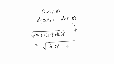 find-an-equation-of-the-set-of-all-points-equidistant-from-the-points-a-1-5-3-and-b-6-2-2-describe-t