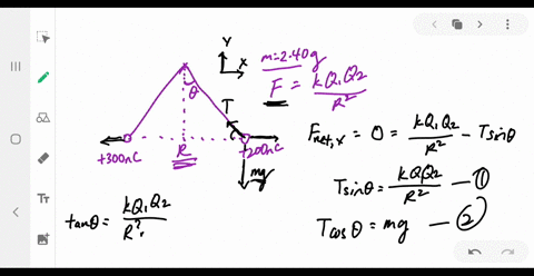two-small-spheres-hang-in-equilibrium-at-the-bottom-ends-of-threads-400-mathrmcm-long-that-have-th-2