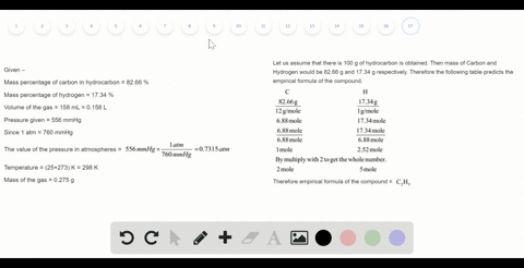 a-gaseous-hydrogen-and-carbon-containing-compound-is-decomposed-and-found-to-contain-8266-carbon-and