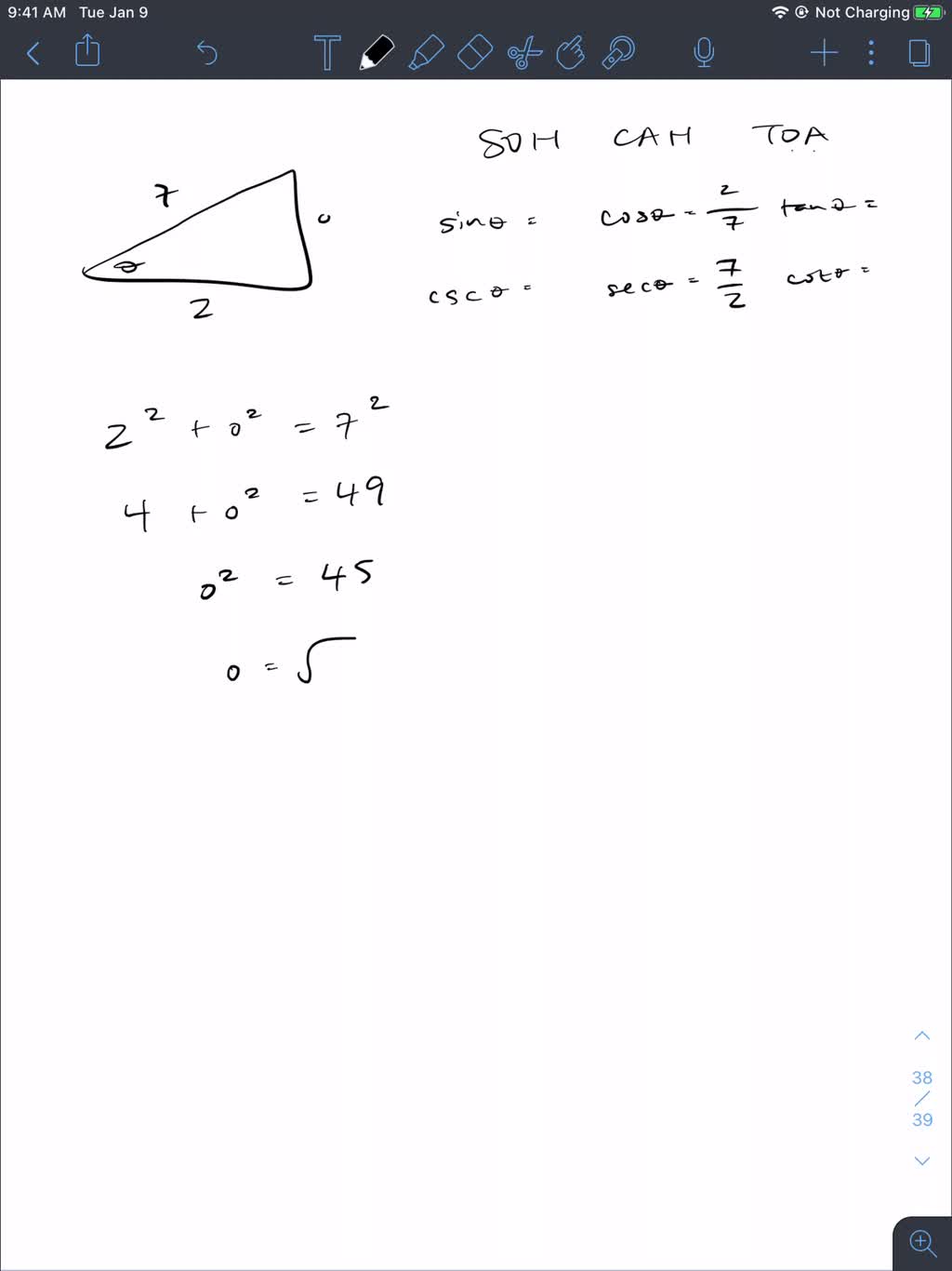 SOLVED:Sketch a triangle that has acute angle θ, and find the other ...