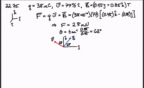 a-particle-with-a-charge-of-38mu-mathrmc-moves-with-a-speed-of-77-mathrmm-mathrms-in-the-positive-x-