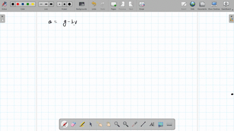 an-object-falling-through-a-fluid-is-observed-to-have-acceleration-given-by-ag-b-v-where-g-gravitati