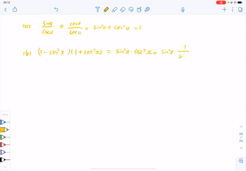 verify-the-following-are-identities-a-fracsin-ucsc-ufraccos-usec-u1-b-left1-cos-2-xrightleft1cot-2-x