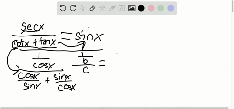 verify-that-the-following-equations-are-identities-fracsec-xcot-xtan-xsin-x