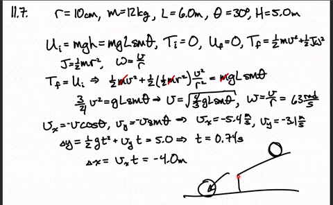 forces-and-kinetic-energy-of-rolling-in-fig-11-31-a-solid-cylinder-of-radius-10-mathrmcm-and-mass-12
