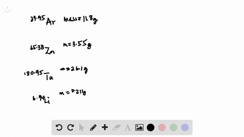 what-is-the-amount-in-moles-of-each-elemental-sample-a-118-g-ar-b-355-g-zn-c-261-g-ta-d-0211-g-li