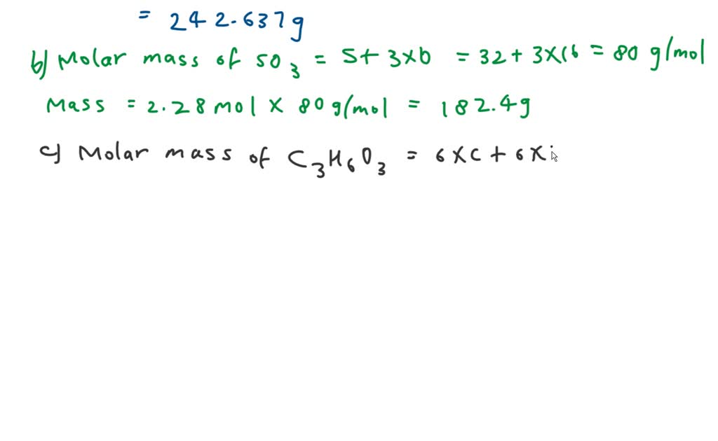 SOLVED Calculate The Mass In Grams In 2 28 Mol Of Each Of The