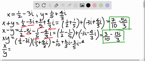 find-xy-x-y-x-y-and-x-y-xfrac12-3-i-yfrac15frac43-i