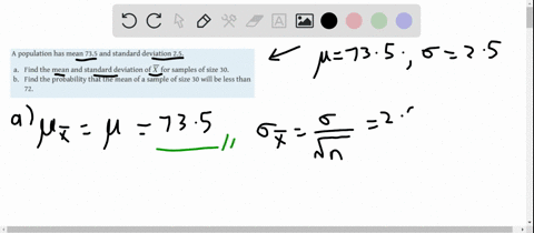 a-population-has-mean-735-and-standard-deviation-25-a-find-the-mean-and-standard-deviation-of-x-for-