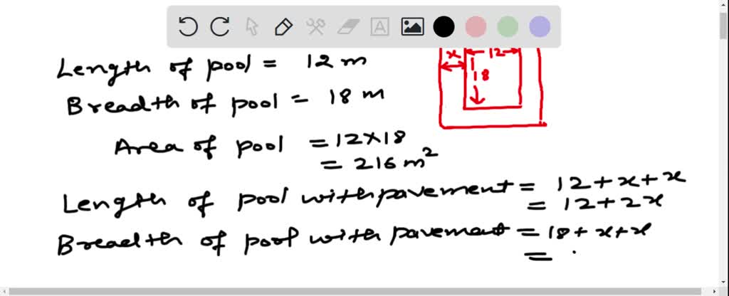 SOLVED:A rectangular swimming pool with dimensions 12 metres by 18 ...