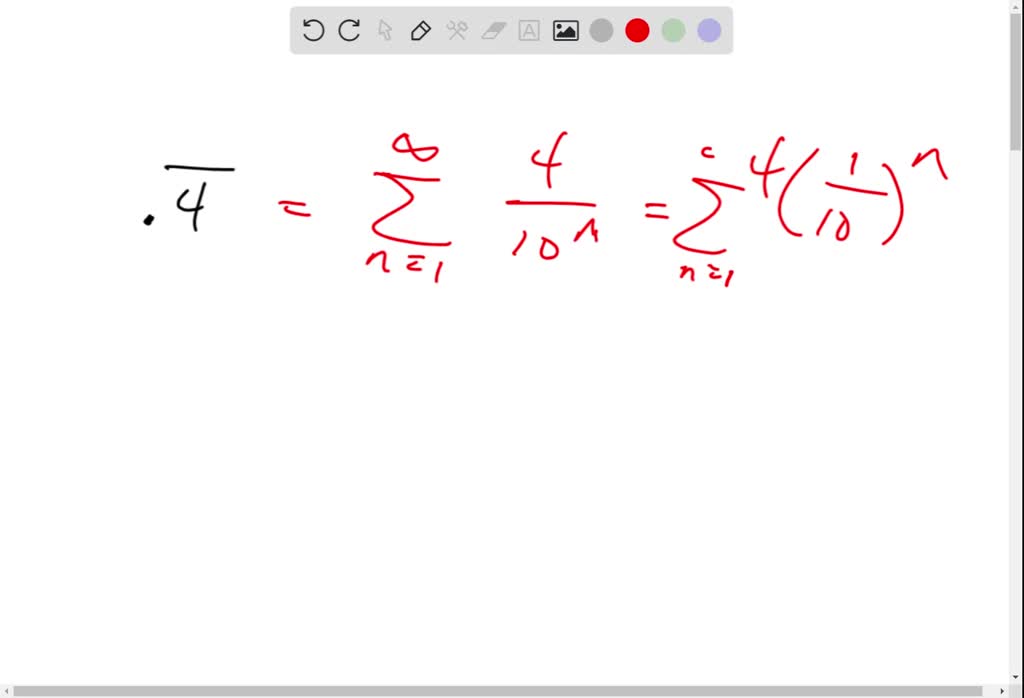 SOLVED:(a) Write the repeating decimal as a geometric series and (b ...
