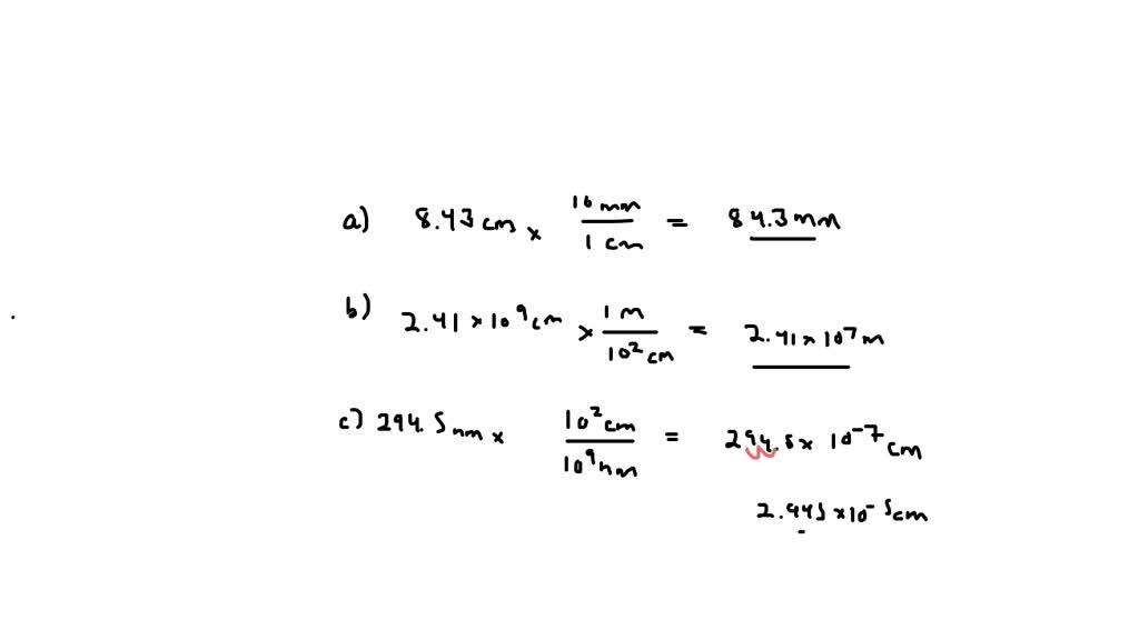 SOLVED:Perform each of the following conversions. a. 8.43 cm to ...