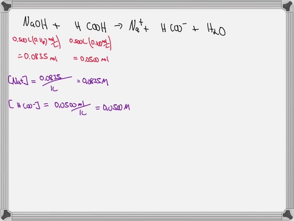 ⏩SOLVED:A solution is made by mixing 5.00 ×10^2 mL of HCOOH.… | Numerade