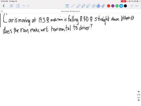 a-car-is-moving-at-a-constant-193-mathrmm-mathrms-and-rain-is-falling-at-890-mathrmm-mathrms-straigh