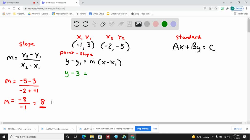 SOLVED: Question 5: Line has equation y = 3x - 12 (a) Find the ...